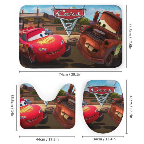 Lightning McQueen Bathroom Set 4-Piece with Non-Slip Rug 2