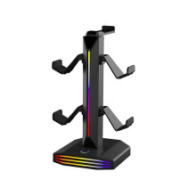 Support pour Casque Audio de Bureau, Support pour Casque de Jeu et Support pour Manette, Support pour Écouteurs RGB pour PC et Console, Configuration