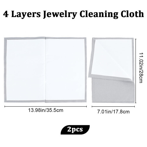 Silver Polishing Cloth Light Grey 4-Layer 2 Pcs 1