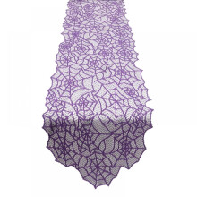 Chemin de table d'Halloween 13 x 72 pouces, motif toile d'araignée en dentelle noire, décoration de table pour un dîner de fête, compatible avec