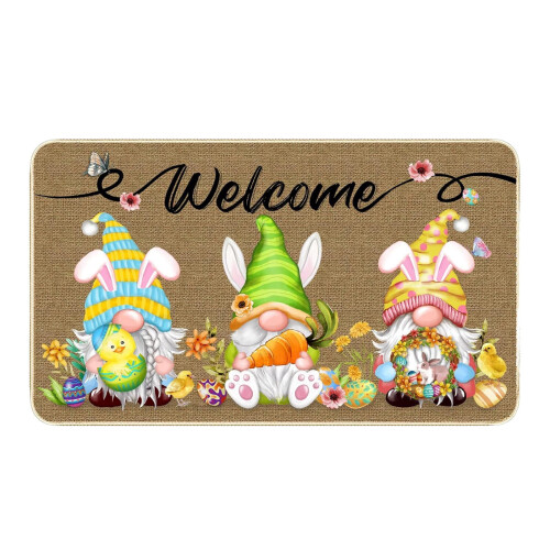 Πατάκι κουζίνας Happy Easter - Λαγουδάκι, Αυγά, Λουλουδάτο, Αντιολισθητικό, Πλενόμενο 1