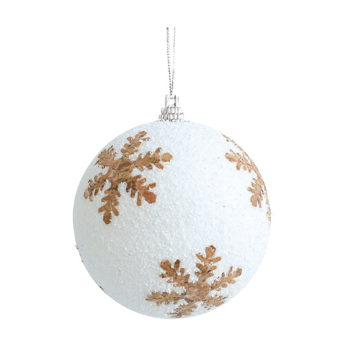 Christmas Ball Decoration White Linen Foam 8cm