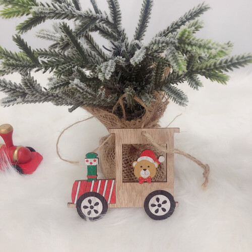 Set di mini trenini natalizi in legno (8 pezzi) 1