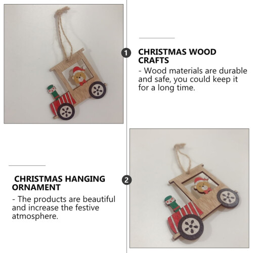 Set di mini trenini natalizi in legno (8 pezzi) 2