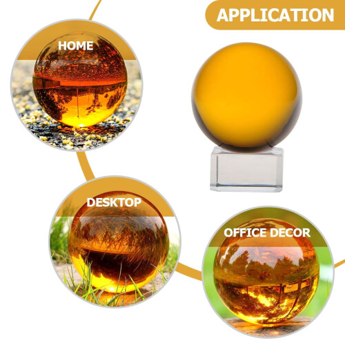 Decorazione per la casa con sfera di cristallo ambrata e supporto (1 set) 2