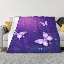Purple butterfly sparkle star throw blanket 40x30 inches