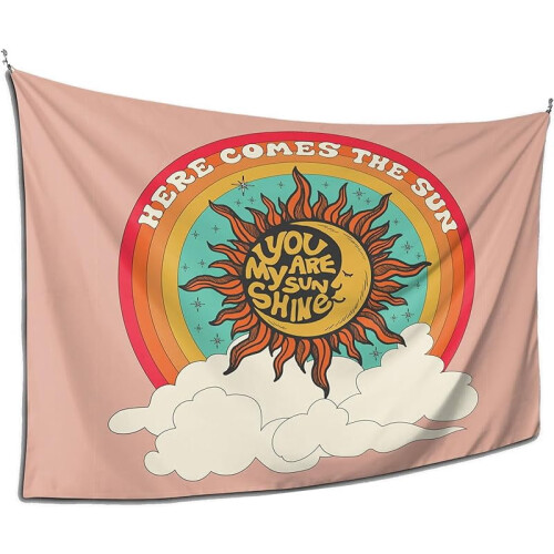 Hippie gobelin vægophæng retro regnbue skyer 60x80 tommer