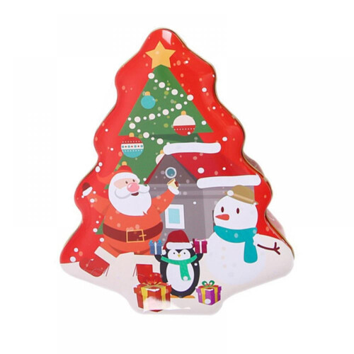 Boîte à biscuits sapin de Noël rétro en fer-blanc (1 pièce)