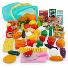 Battat - Play Food - Kitchen Toys - Grocery Store - Pretend Play - Pantry in A Bucket - 3+ Years (79 Pieces)