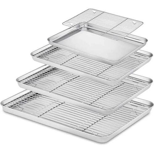 Stainless Steel Rectangular Grill Pan with Removable Rack, 1