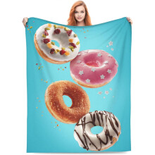 Couverture douce et moelleuse à motif donuts, idéale pour les voyages, la chambre, le salon, le canapé, le bureau ou la voiture. Cadeau toutes