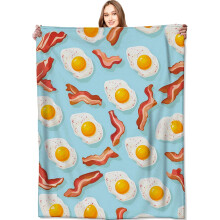 Pătură din fleece cu bacon și ou, 101x127 cm
