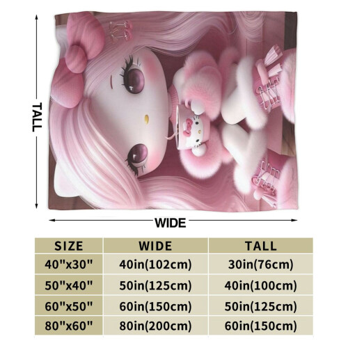 Κουβέρτα φανέλας Hello Kitty με σχέδια 50x60 ίντσες 2