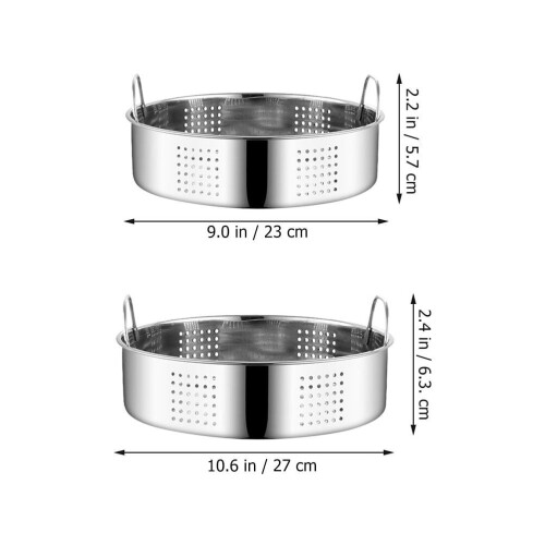Panier vapeur en acier inoxydable avec double poignée (2 pièces) 1