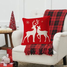 Taie d'oreiller de Noël 45 x 45 cm, idéale pour les décorations de Noël, la décoration hivernale, comme housse de canapé ou cadeau.