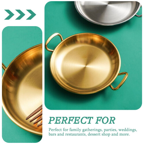 Stainless Steel Wok Tray Round with Handle 1 pc 2