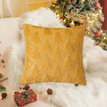 Housse de coussin décorative douce en forme de sapin de Noël, 50 x 50 cm, pour canapé, lit et décoration intérieure. Taie d'oreiller familiale,