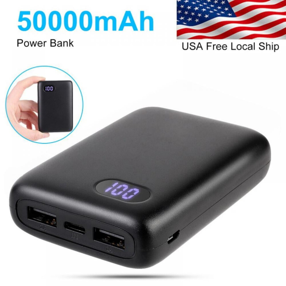 Power Bank 50000Mah Portable Charger Dual Usb Black 972700523458