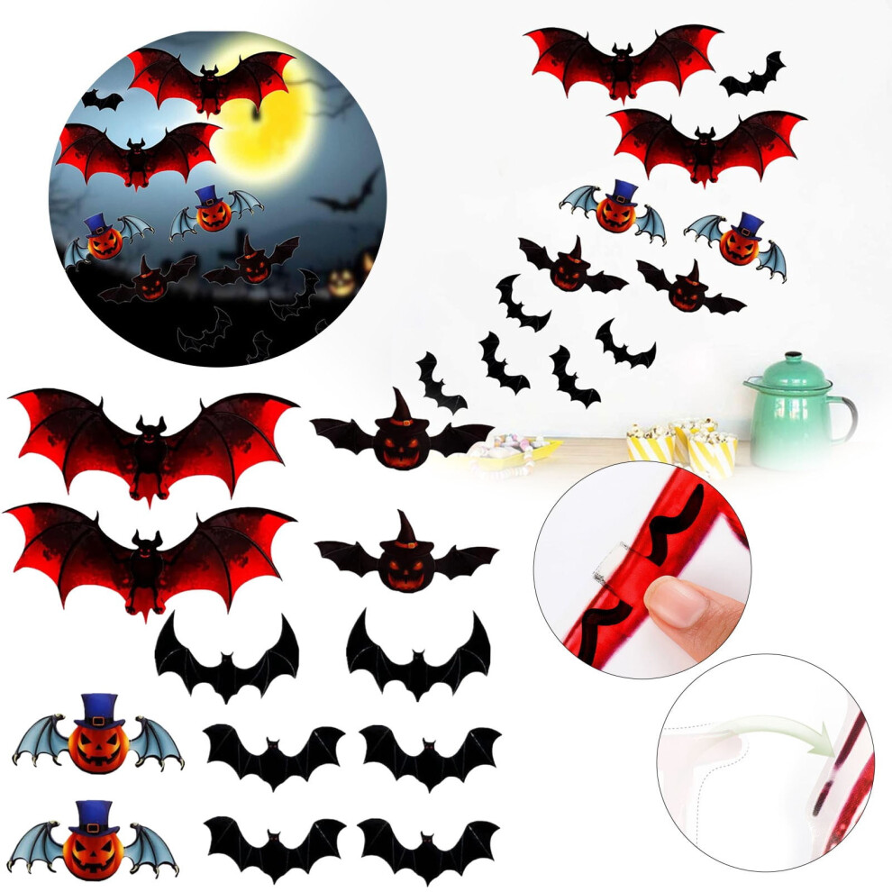 Halloween Bat Stickers Colorful 12 Pieces 972700133589