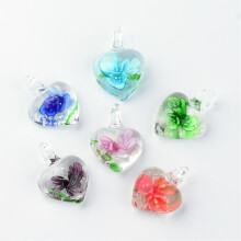 Handmade luminous lampwork pendants with flower heart 50
