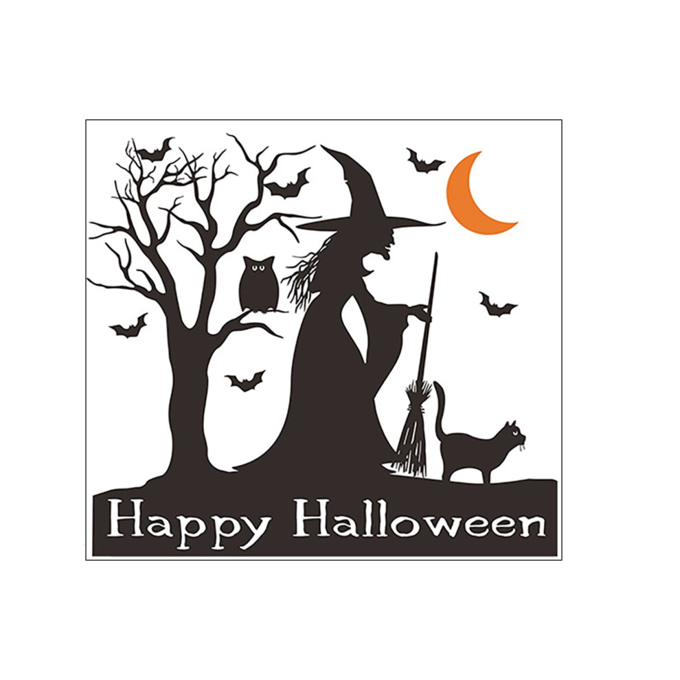 Halloween Wall Stickers Witch Owl Bat Orange Moon 972700130205