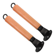 Beech Wood Wok Handle Stainless Steel 2 Pcs