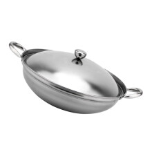 Stainless Steel Paella Pan with Lid 12-inch