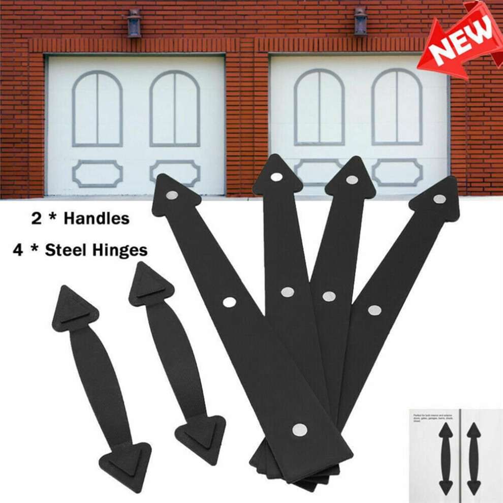 Magnetic Garage Door Hardware Kit Black 4 Hinges 2 Handles 972700519079