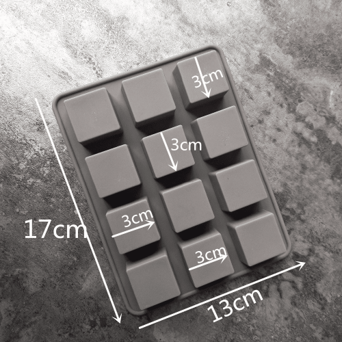 Moule carré en silicone pour époxy et cuisson, grille 3x4, 12