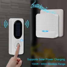 Wireless Doorbell Kit Solar Button Plug-In Chime 4 Volume