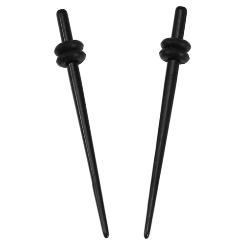 Acrylic Ear Plugs Set Black Tapered 1.6mm Pair
