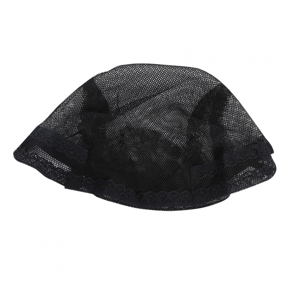 Black Hairnet Wig Cap Elastic Mesh Dome Hat with Adjustable