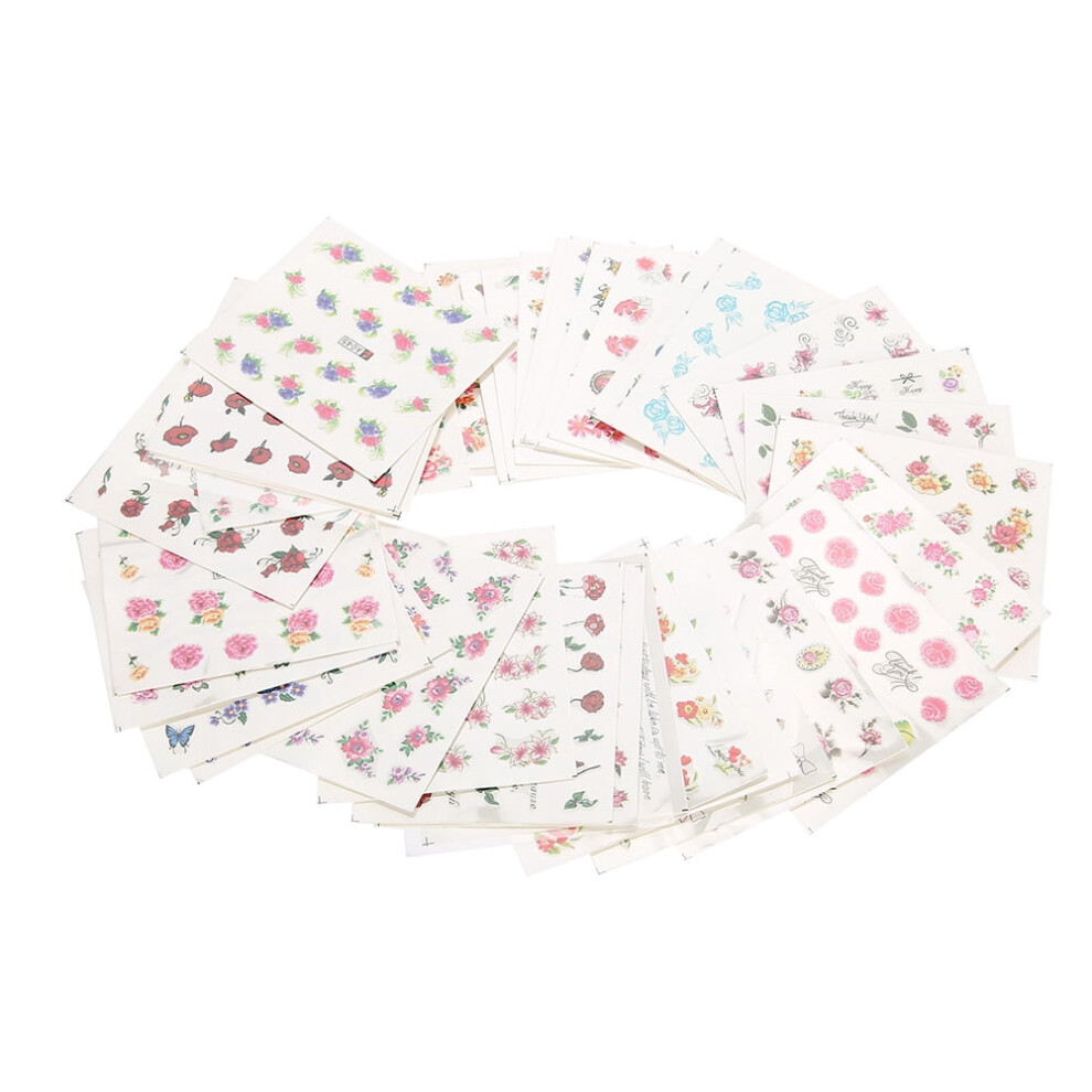 Nail Art Sticker Mixed Flower Butterfly Cartoon 50 Sheets
