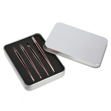Dekaim Rose Gold Stainless Steel Slant Tweezers 4Pcs