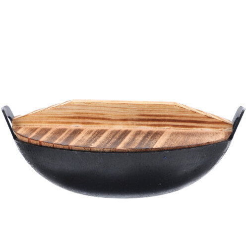 Mini amphora wok pre-seasoned cast iron 1 piece