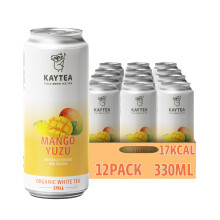 KAYTEA Cold Brew Yuzu Mango Iced Tea Cans, 330ml x 12 Cans - Organic White Ice Tea with Mango Flavour & Yuzu Infusion - Low Calorie Flavoured Ice Dri