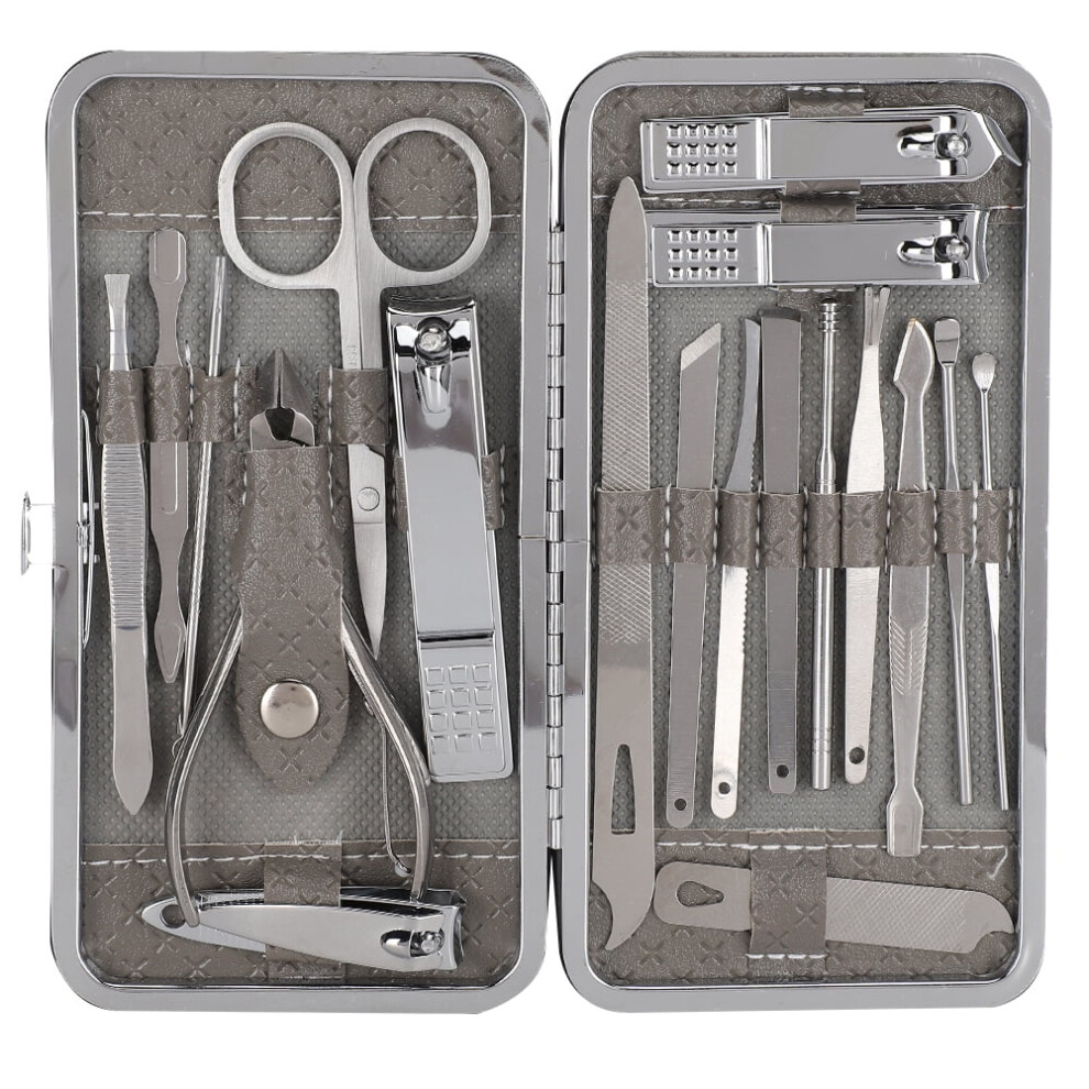 Kit de manicura y pedicura de acero inoxidable 19 piezas