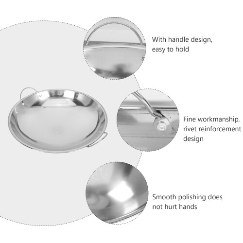 Stainless Steel Flat Bottom Wok Griddle Stewpot 3 pcs 1