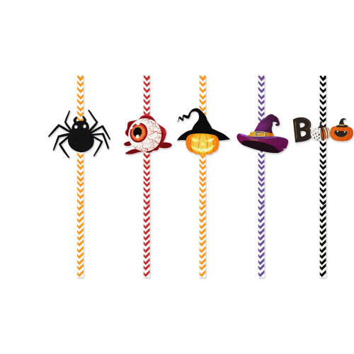 Halloween Straws Skull Spider Design 24Pcs 1