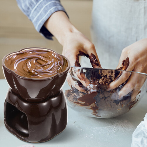 Ceramic butter warmer set with fork 1 set 1