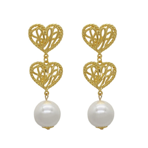 Sterling Silver Pearl Stud Earrings Hollow Twist Design 1