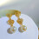 Sterling Silver Pearl Stud Earrings Hollow Twist Design 4