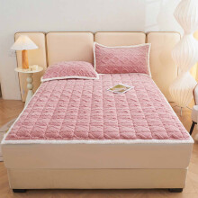 Protège-matelas en velours taffetas épais uni avec matelassage en coton, fin, pliable et chaud, en flanelle.