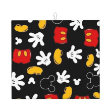 Tapis égouttoir à vaisselle Mickey Mouse pour plan de travail, en microfibre, à absorption rapide.