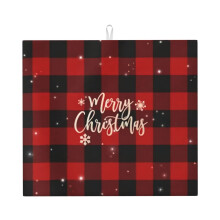 Tapis égouttoir à vaisselle à carreaux de Noël pour plan de travail, en microfibre, à absorption rapide.