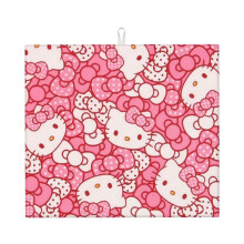 Alfombrilla escurridora de platos Hello Kitty para encimera de cocina, alfombrilla de microfibra, almohadilla de secado rápido y absorbente.