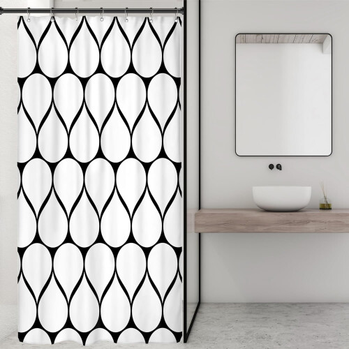 Geometrický sprchový závěs Černá Bílá Polyester 36x72 palců 2