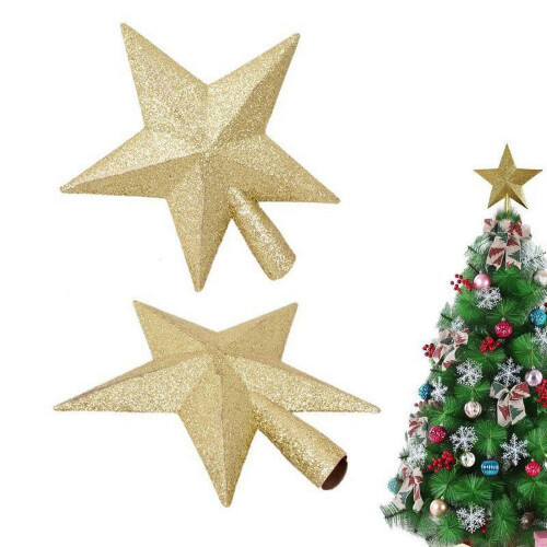 Christmas Tree Topper Star Red Silver Gold 20cm Plastic 1