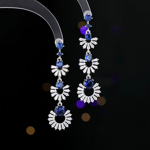Women's 925 Silver Geometric Fan Earrings 2