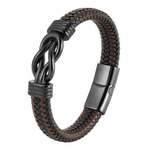 Pulseira de couro com nó infinito para homens, 19 cm (7,5 polegadas). 1